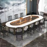 岩板电动餐桌椅组合家用小户型哑光岩板加厚饭